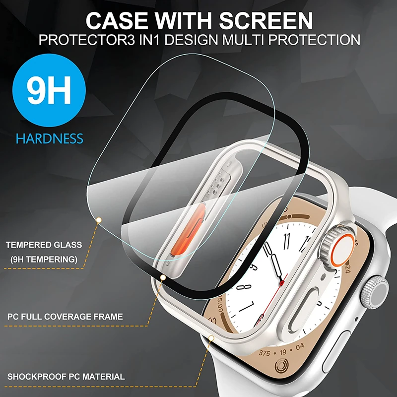 Case For Apple Watch 8 7 44mm 45mm 41mm 40mm 42mm 38mm Screen Protector case Change TO Ultra iWatch Series 8 7 SE 6 5 4 3 Bumper