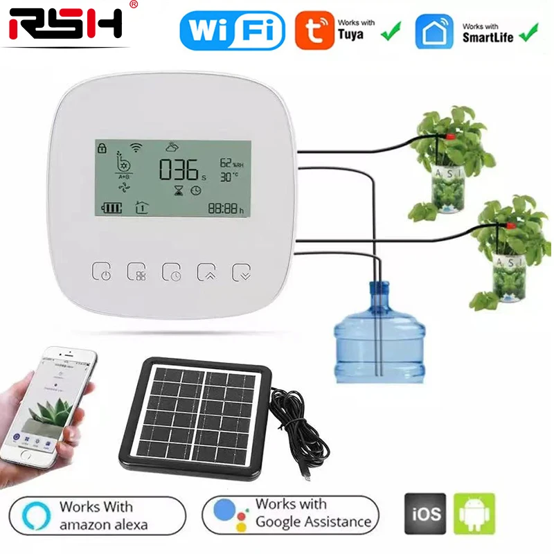 WiFi Smart Watering Machine Automatic Micro-drip Irrigation System Plant Controller System APP Voice Control Alexa Google Tuya