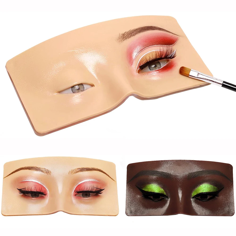 Tablero de práctica de maquillaje de cejas y ojos, estera de práctica de maquillaje facial de ojos de silicona reutilizable, máscara modelo de varios estilos de estilo antiguo