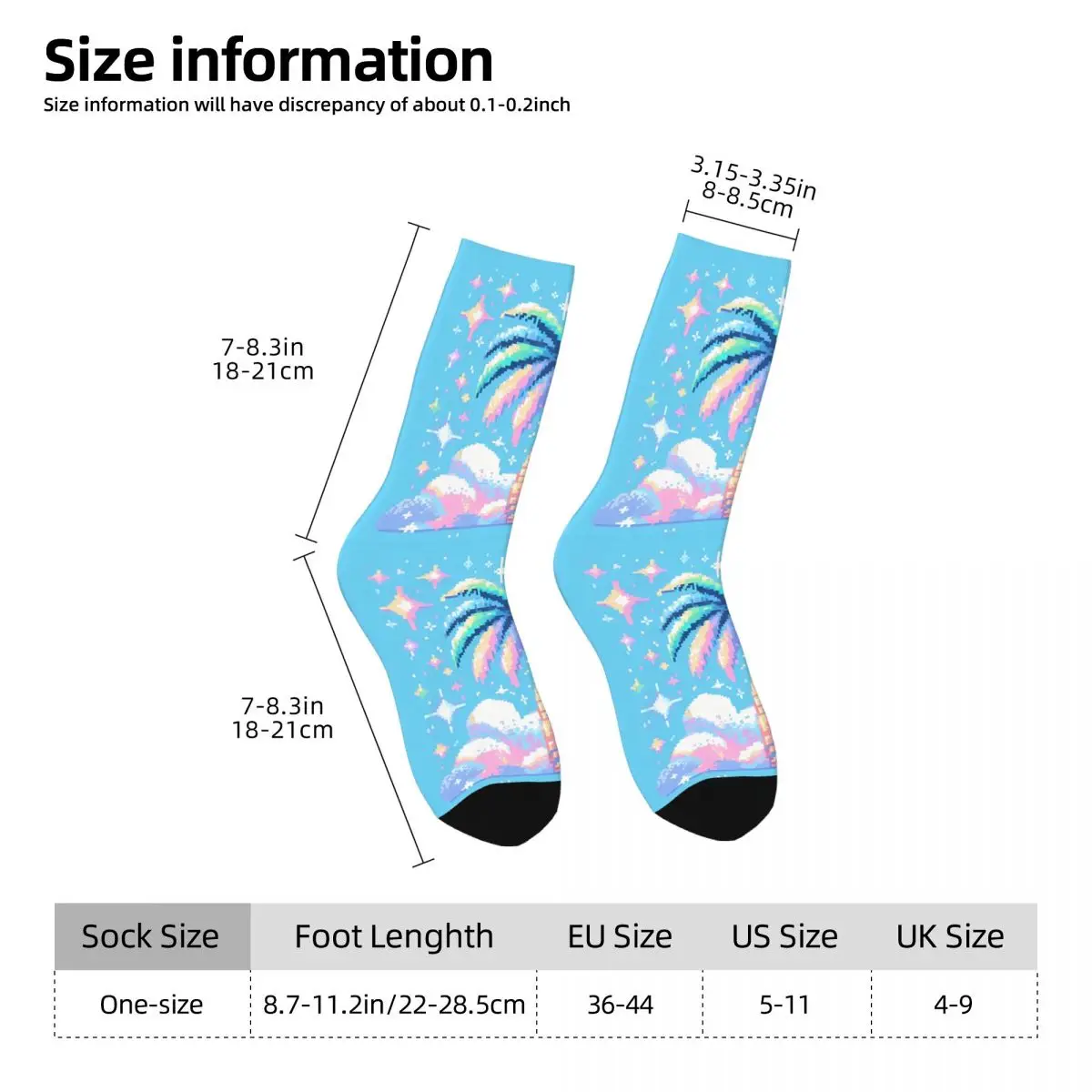 Y2K Summer Beach Coconut Trees Sock Printed Man Polyester