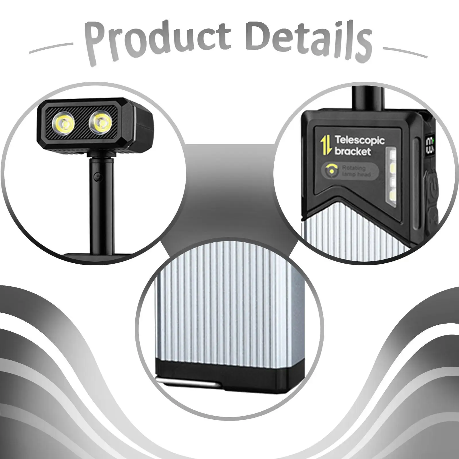 مصباح يدوي للتخييم تلسكوبي مع مشبك خفيف الوزن ومحمول وصغير ومتعدد الاستخدامات لحقيبة الظهر وصيد الأسماك #5