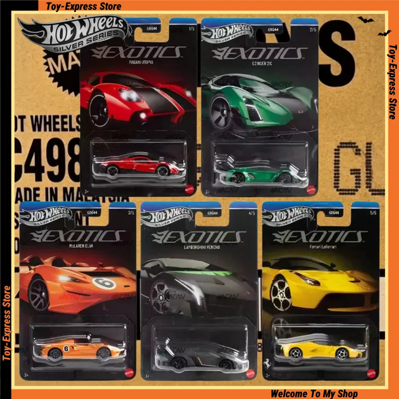 2026-new-hot-wheels-silver-series-exotics-ferrari-laferrari-pugani-lamborghini-veneno-5pcs-collectible-1-64-diecast-vehicle-toy