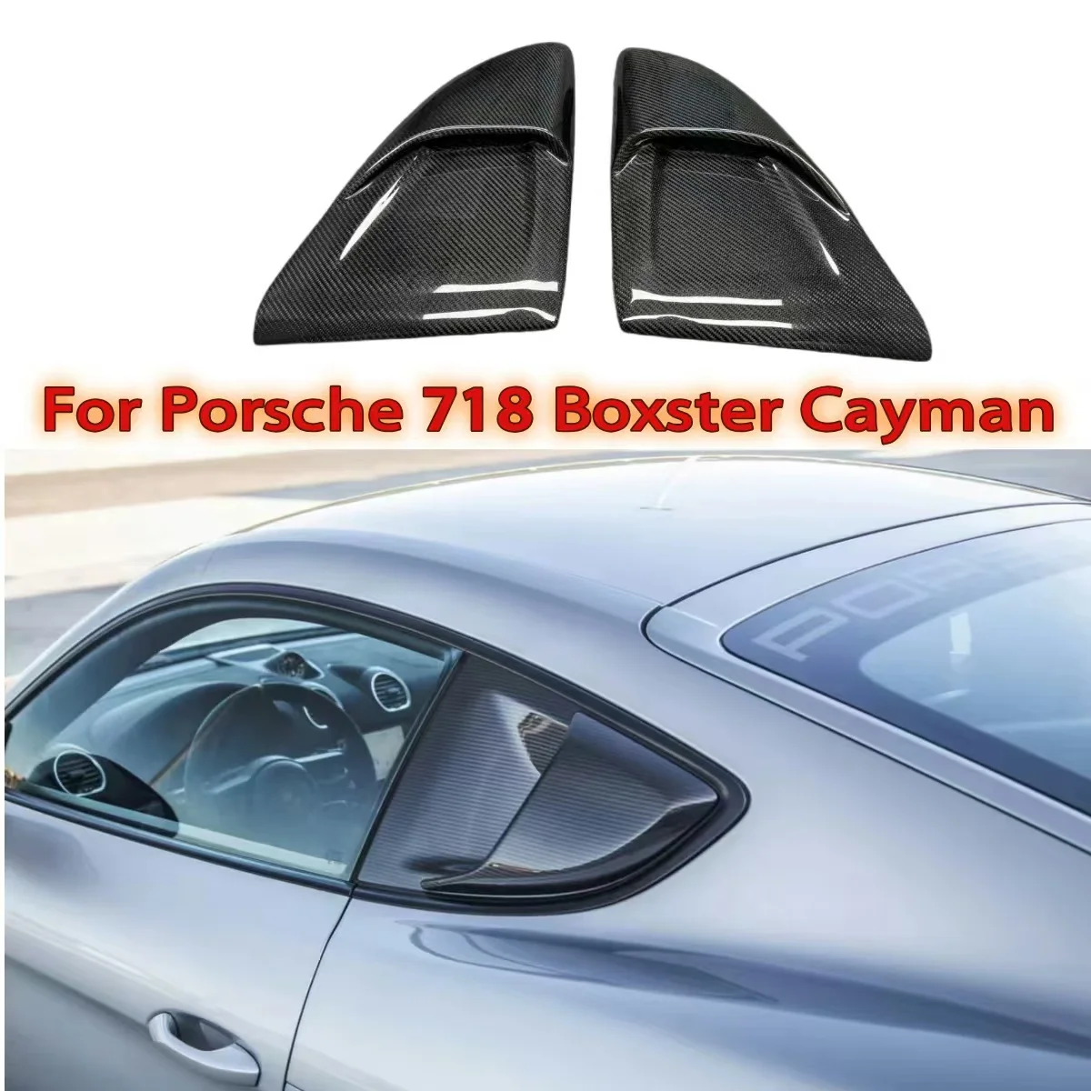 Carbon Fiber Rear Side Car window Air Vents Splitter Air knife Spoiler For Porsche 718 Boxster Cayman GT4 RS Style 2016-2024