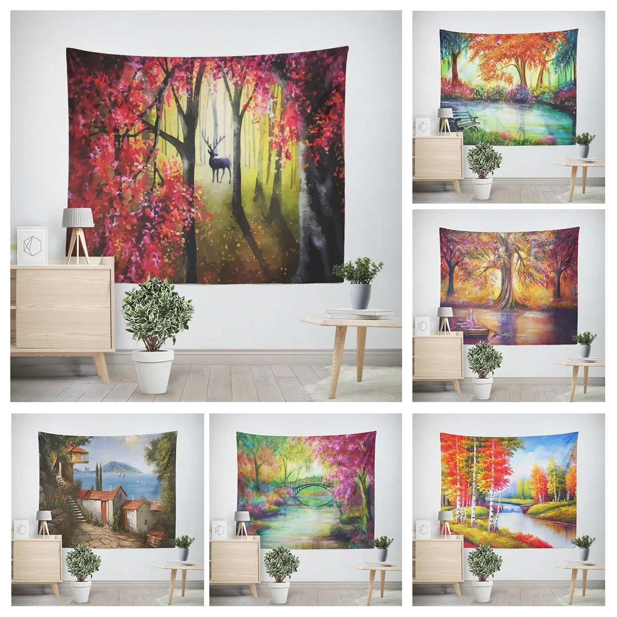 Home decorations Animal landscape style room decor wall tapestry aesthetic bedroom aesthetic wall art large fabric wall tapestry