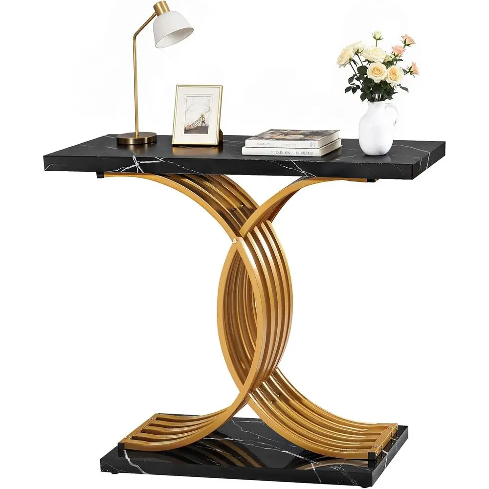 

39 in Gold ole Table, ern Desk Behind The Couch, Wood RecEntrance Desk, Narrow Long Soa Table Accent Stand with Metal Legs