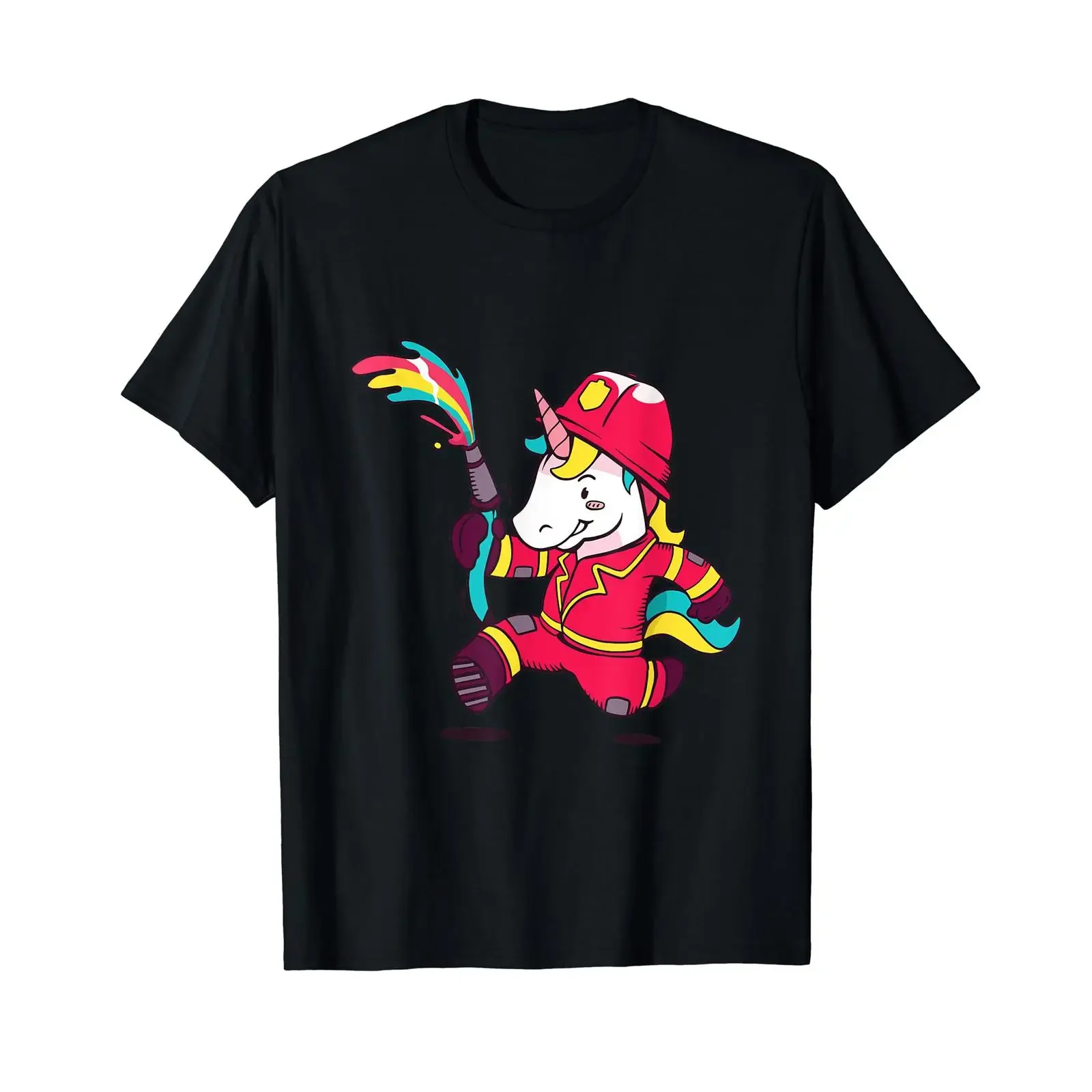 Unicorn Fantasy Fire Brigade 112 Fireman Outfit T Shirt vintage Washed Top For Everyday Wear Slightly Comfortable Casual
