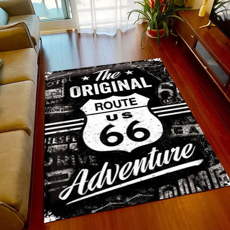 Historic Route 66,Mother Road,mãe estrada Area Rug,Carpet Rug for Home Living Room Bedroom Sofa Doormat Decor,Non-slip Floor Mat