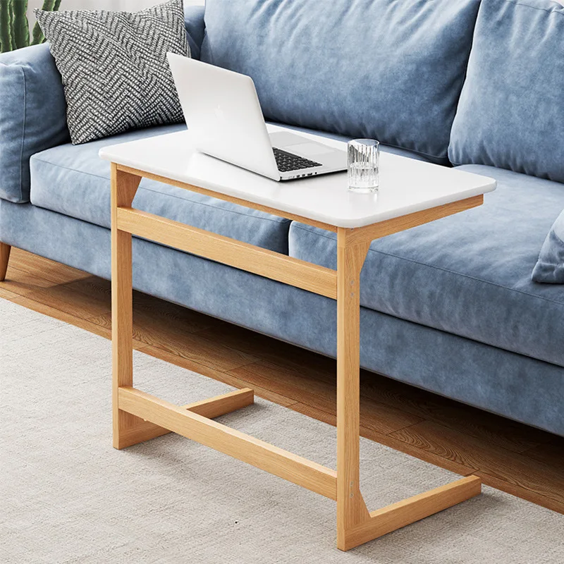 Simple bedside table Simple household solid wood color mobile small desk Student bedroom Computer table Sofa side Lazy table