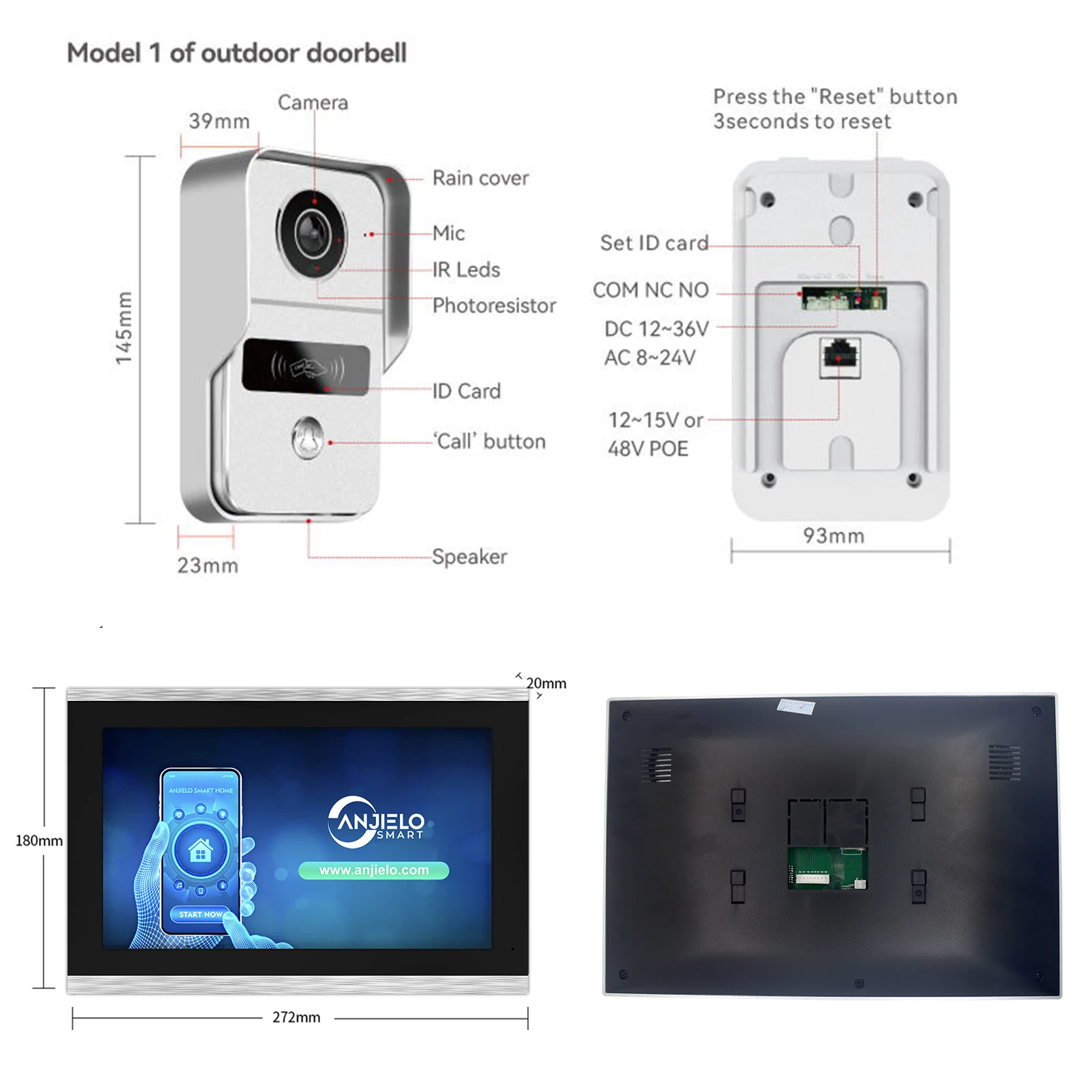 Imagem -02 - Intercomunicador de Vídeo ip em Casa Privada com Câmera Apartamento em Casa 10 Polegada Touch Monitor Vídeo Door Phone Call Panel 1080p Doorbell