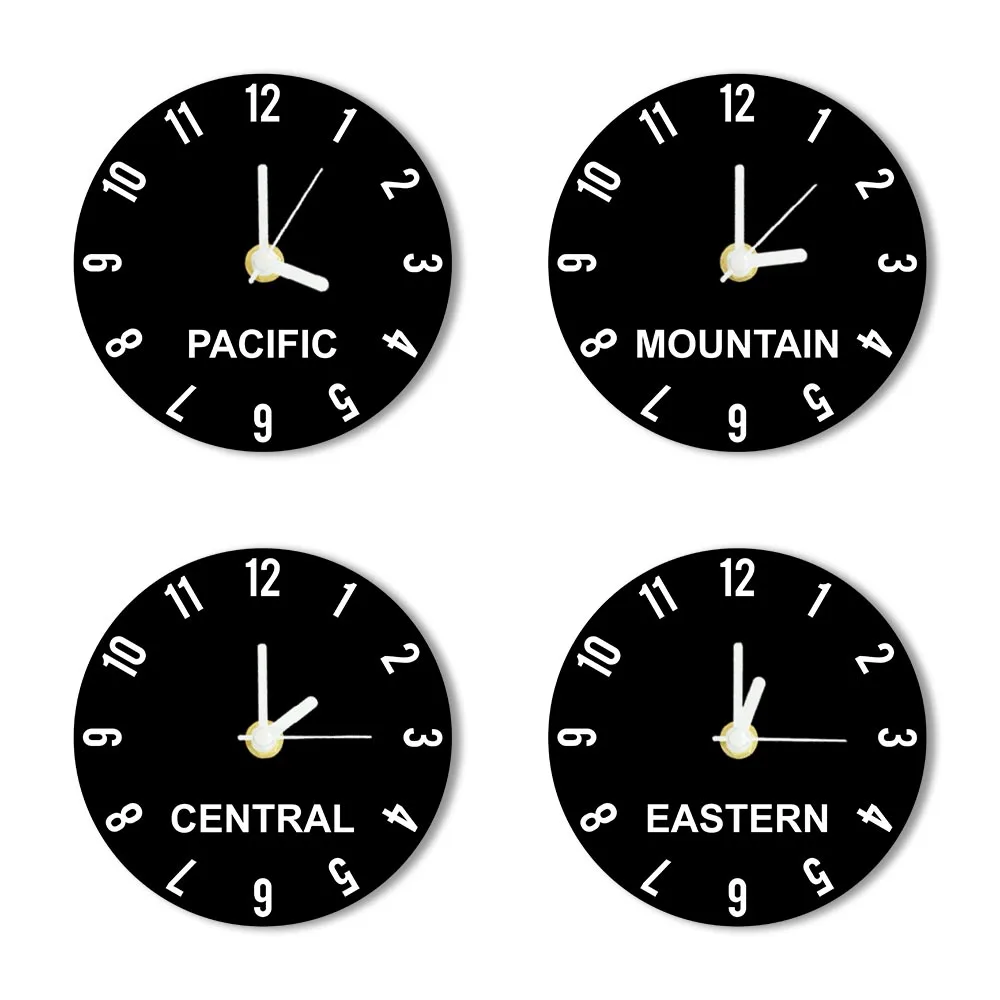 US Time Zones Wall Clock United States Map Multiple Timezone Acrylic Wall Clock For Office Living Room Patriotic USA Home Decor