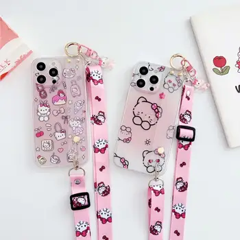 Pouzdro na telefon s motivem Hello Kitty pro Huawei Y9 Prime Y8 Y7 Y6 Y5 Pro 2018 Y8P Y7P Y6P Y5P Y7A Y8S s přívěskem na šňůrku přes rameno a crossbody 8 nejlepší prodej Pouzdro na Huawei Y7 Prime - №6