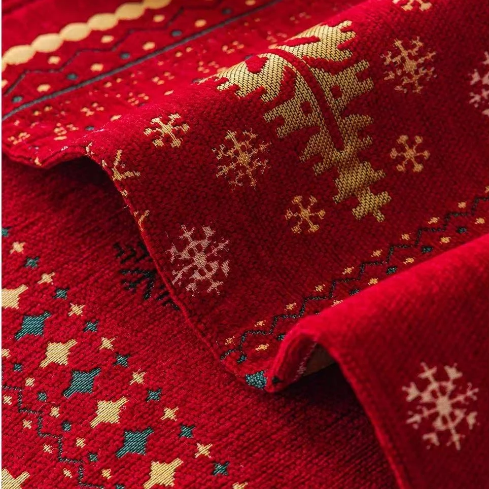 1pc Christmas Tree & Snowflakes Chenille Sofa Towel Holiday Decoration Non-Slip Sofa Cover Living Room Couch Furniture Protector