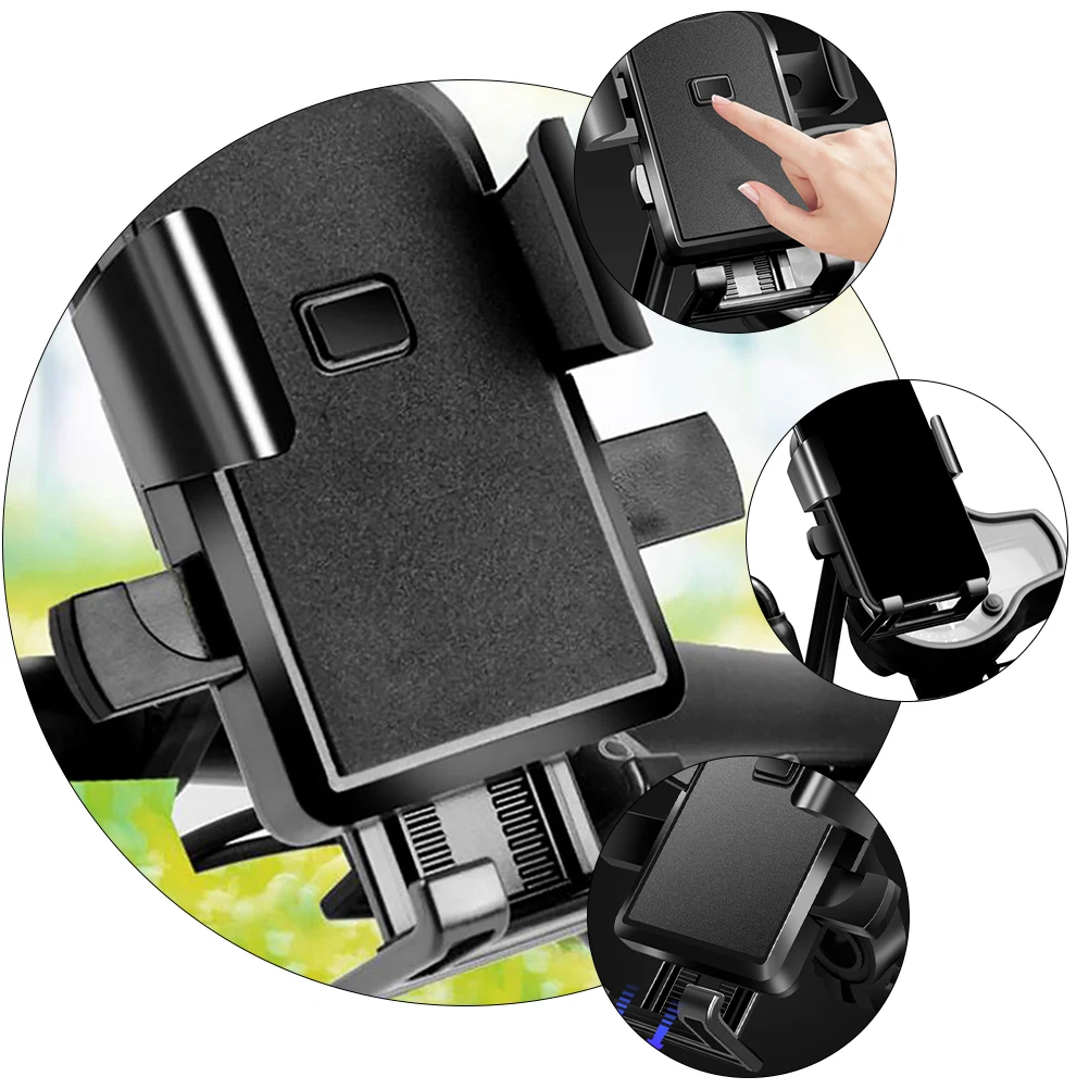 

Bike Phone Holder Adjustable Motorcycle Handlebar Mount One Piece Lock 360 Rotation Universal Motorcycle Phone Support