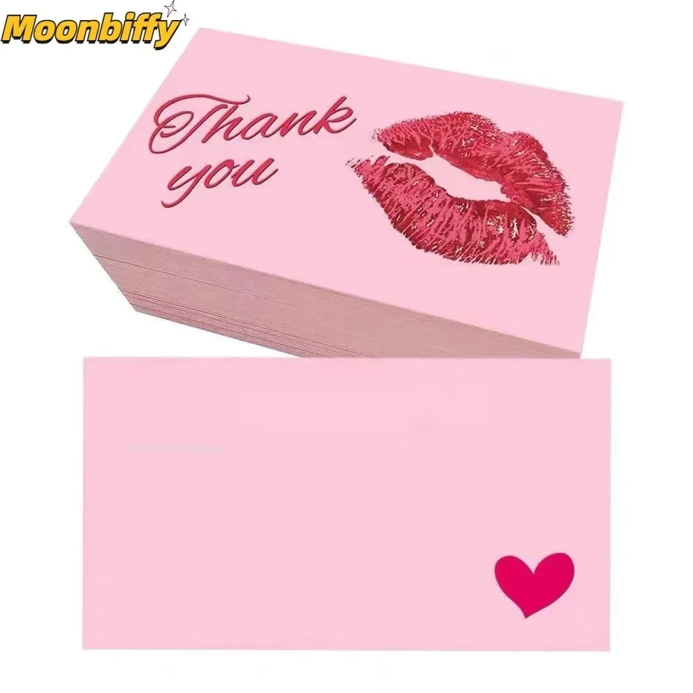 50Pcs PINK  Thank You Card Thank You for Your Order Card Praise Labels for Small Businesses Decor for Small Shop Gift Postcard