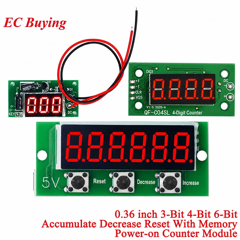 Dc 4-25v 0.36 polegadas 3 6 módulo contador digital de 4 dígitos módulo contador de comutação de baixo nível adição subtração e liberação zero