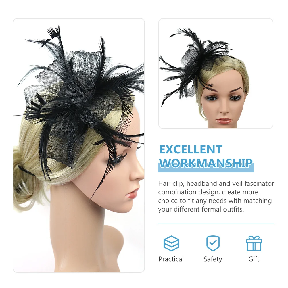 

Hair Band Fascinator Hat Clip Headband Artificial Plume Veil Design For Women Wedding Tea Party Formal Events