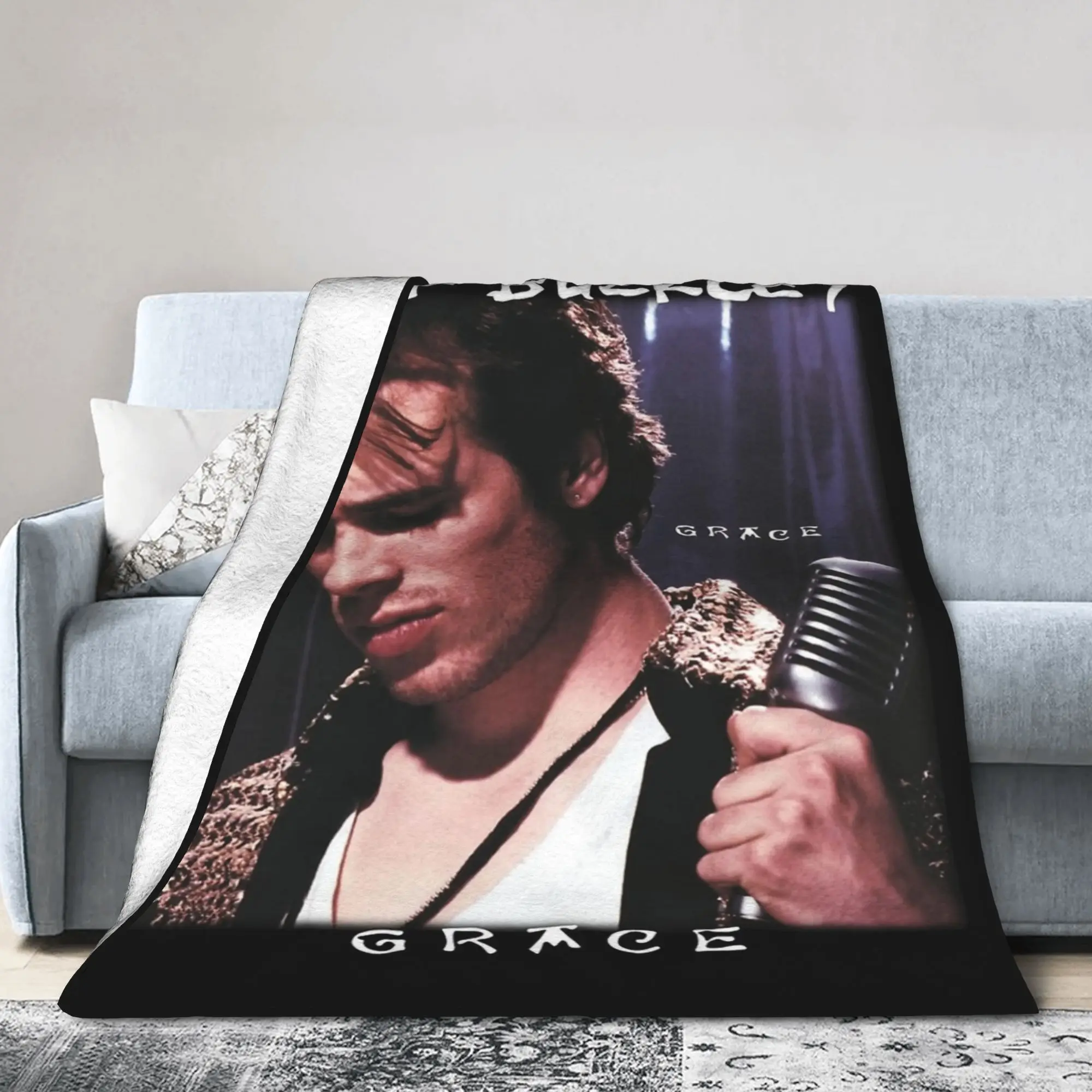 Jeff Buckley   Indie Rock Guitarist 1990s Flannel Throw Blankets  Blankets for Home Bedroom Lightweight Bedroom Quilt,