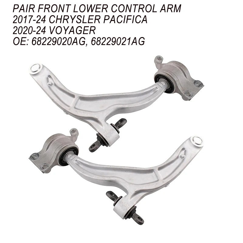 Pair Front Lower Control Arm with Ball Joint fit for 2017-2024 Chrysler Pacifica 2020-2024 Voyager OE: 68229020AG, 68229021AG