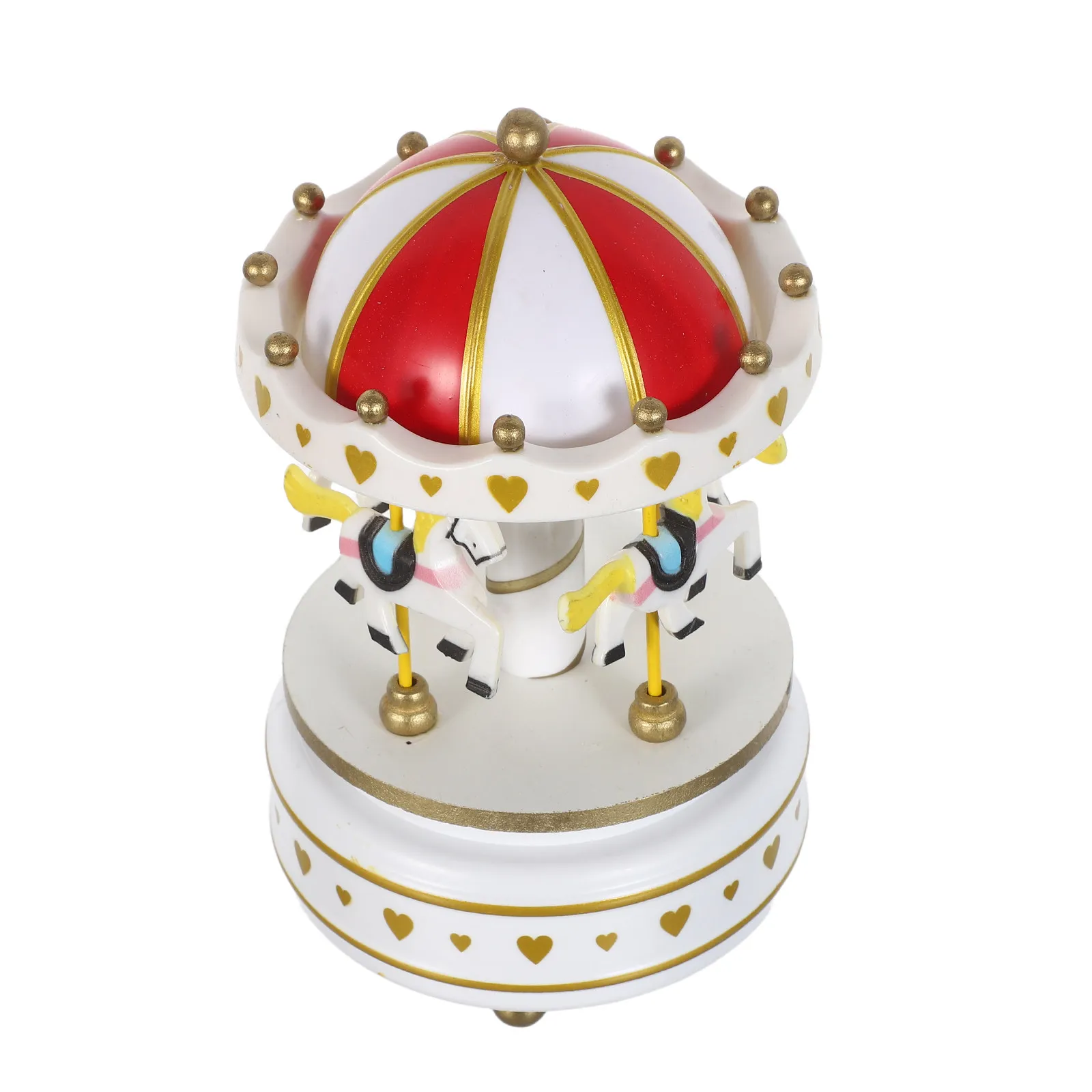 Carousel Music Box Vintage Handcrafted Wind-Up Mechanical Merry-Go-Round Rotating Holiday Christmas Ornament for Office Desk