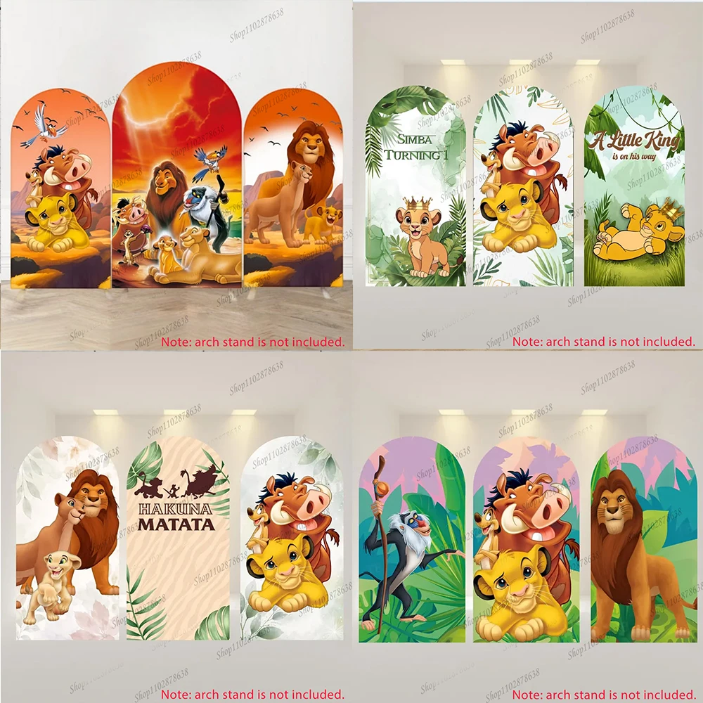 Funda para Arco de Baby Shower de El Rey León, Personalizada, Elástica, de Spandex, con Diseño de Simba, Timon, Pumbaa, Rafiki y Hakuna Matata