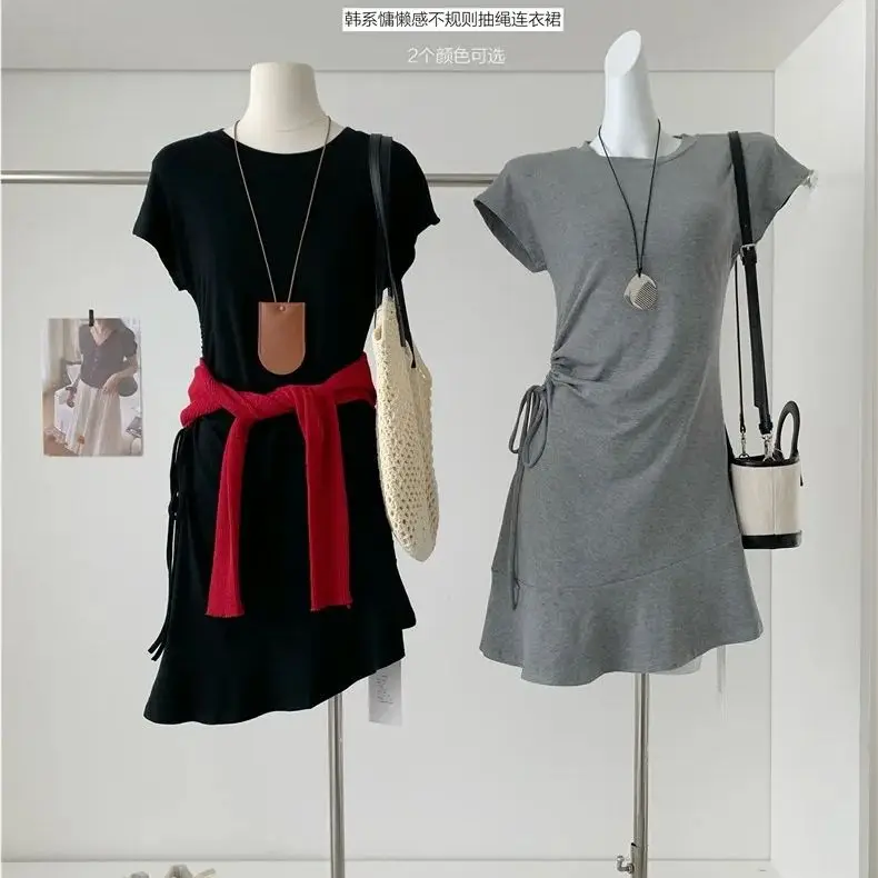 

2025 Summer Pure Desire Fashion Set Women's Design Irregular Short sleeved Top+A-line Skirt Pants Two piece Set