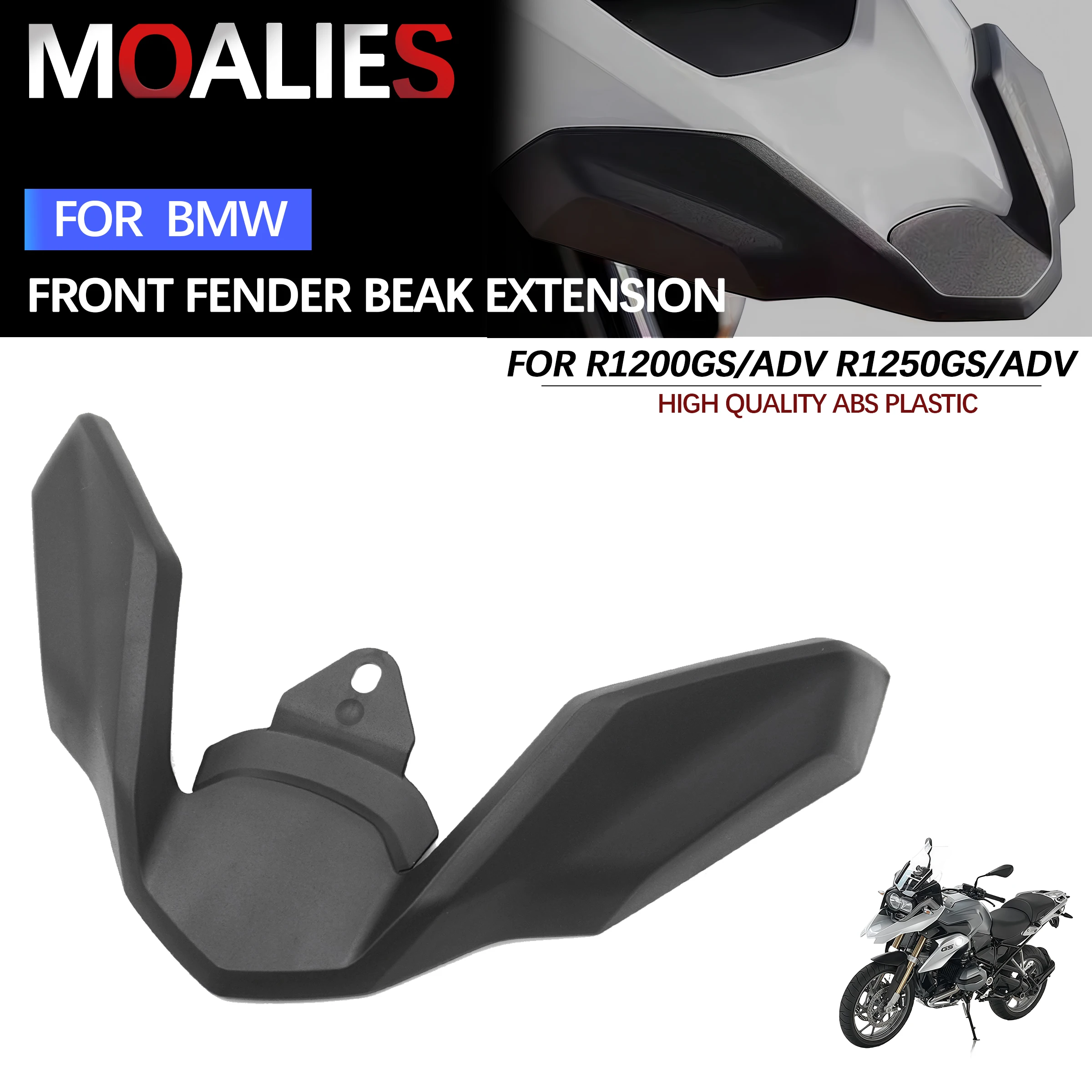 

For BMW R 1200GS LC 2018-2019 R1250GS 2019-2023 Motorcycle Front Beak Fairing Cowl Extension Wheel Extender Cover Black