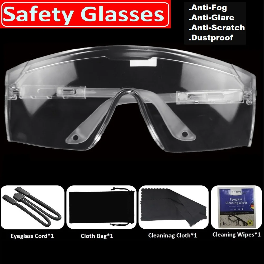 Anti-Fog Clear Safety Glasses work ANSI Z87 Eye Glasses Scratch Resistant Wrap Around Lenses UV Protect Eyewear for Men Women