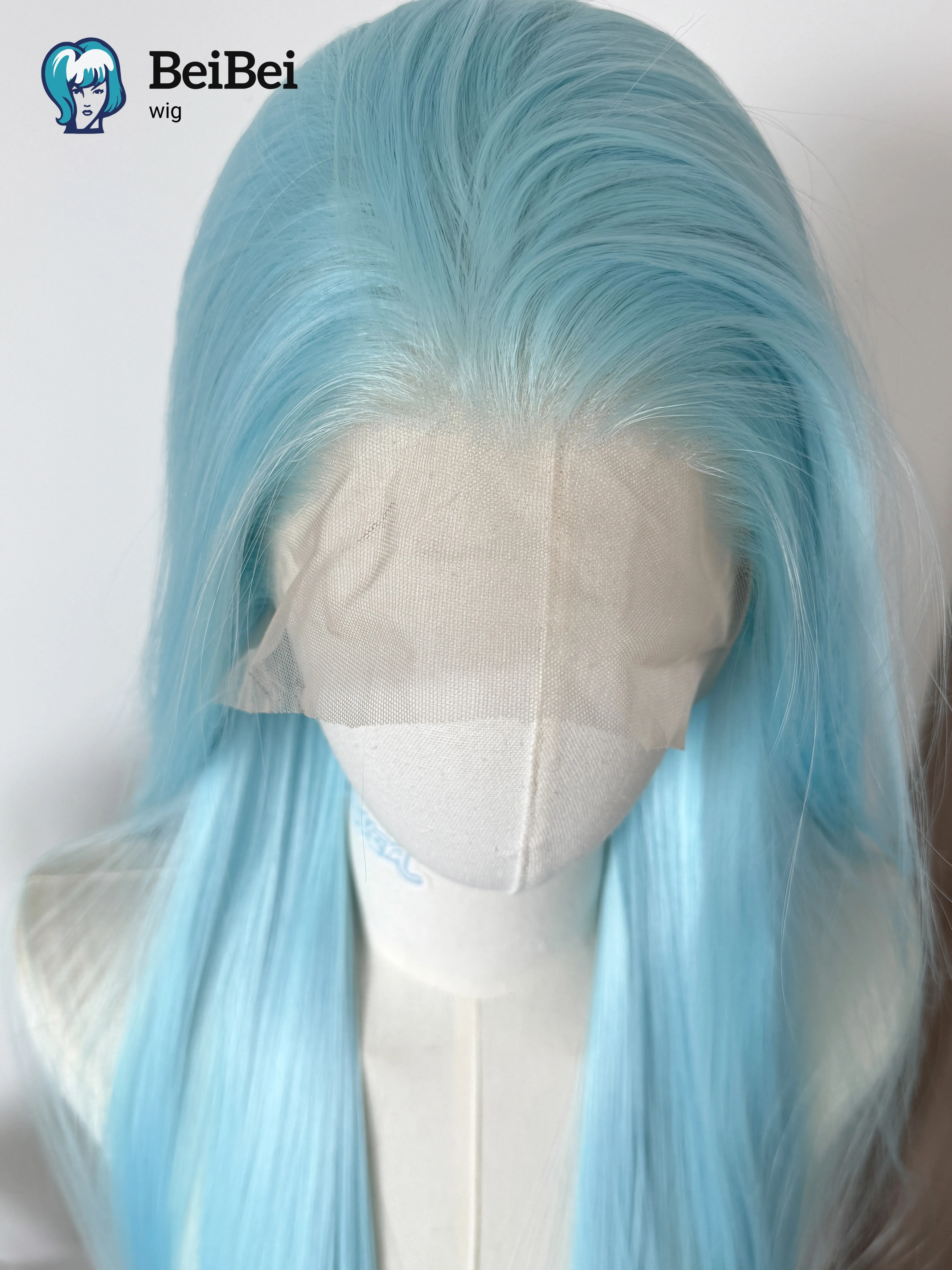 Wig Sintetis Ice Blue Panjang Lurus 13*4 HD Lace Front untuk Wanita 26 Inci Serat Tahan Panas Wig Terlihat Alami untuk Cosplay