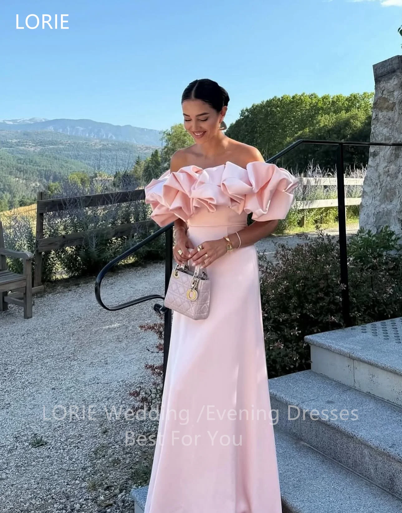 LORIE elegante satijnen feestjurken uit de schouder mouwloze avondjurk a-lijn formele gelegenheden galajurk op maat