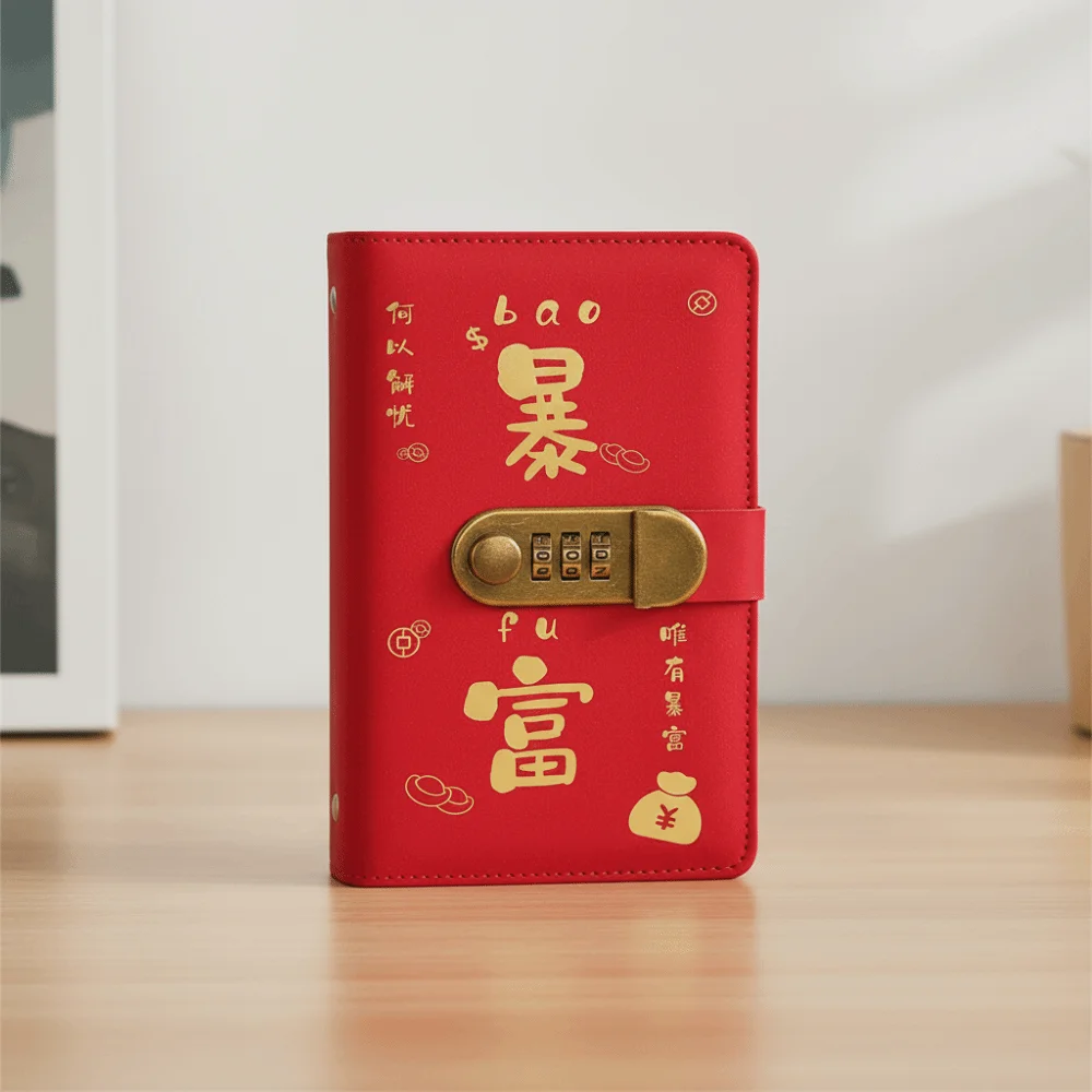 With Password Lock Saving Money Binder Handbook PU Leather Planner Organizer 50/100Sheets A6 Budget Binder with Lock