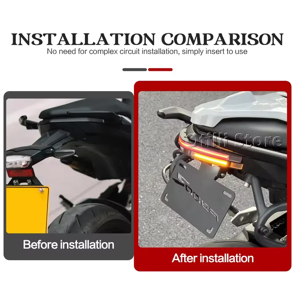 

Motorcycle Rear Tail Stock License Plate Holder Tailstock Bracket LED Light FOR BMW F900R F900XR F900 R XR F 900 XR R 2020-2024