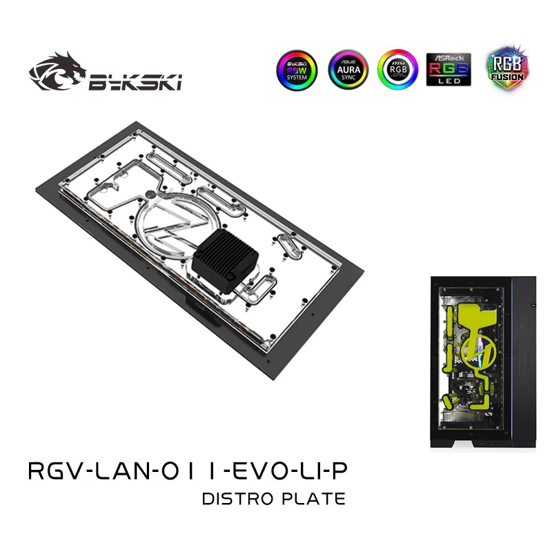 Bykski Front Acrylic Distro Plate RGV-LAN-O11-EVO-LI-P/Board for LIAN LI O11 EVO PC Case /Water Cooler Reservoir /A-RGB