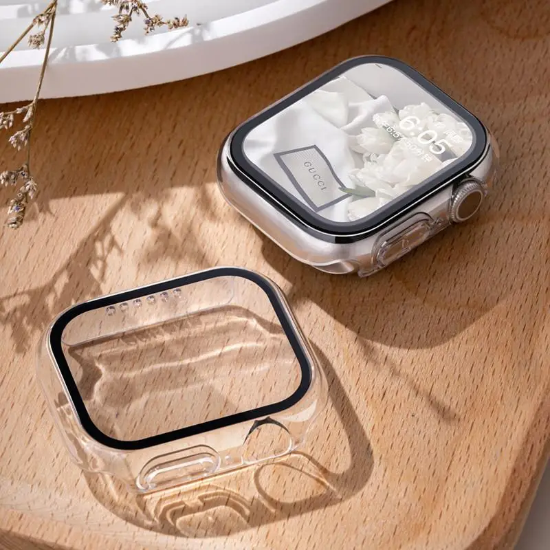 Vidro temperado + capa acessórios para apple watch 45mm 41mm 44mm 40mm 42mm protetor de tela apple watch case serie 9 4 5 6 se 7 8