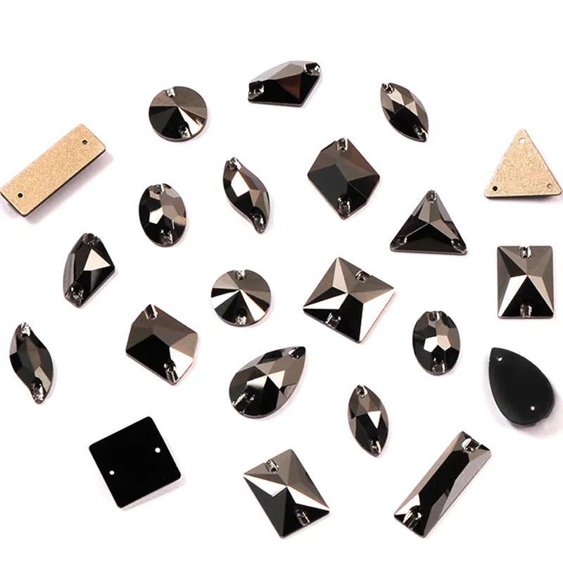 Jet Hematite Sew On Flat Back Glass Crystal Rhinestones for Sewing Clothes Decoration Sewing Beads For Dress Garment Clothing