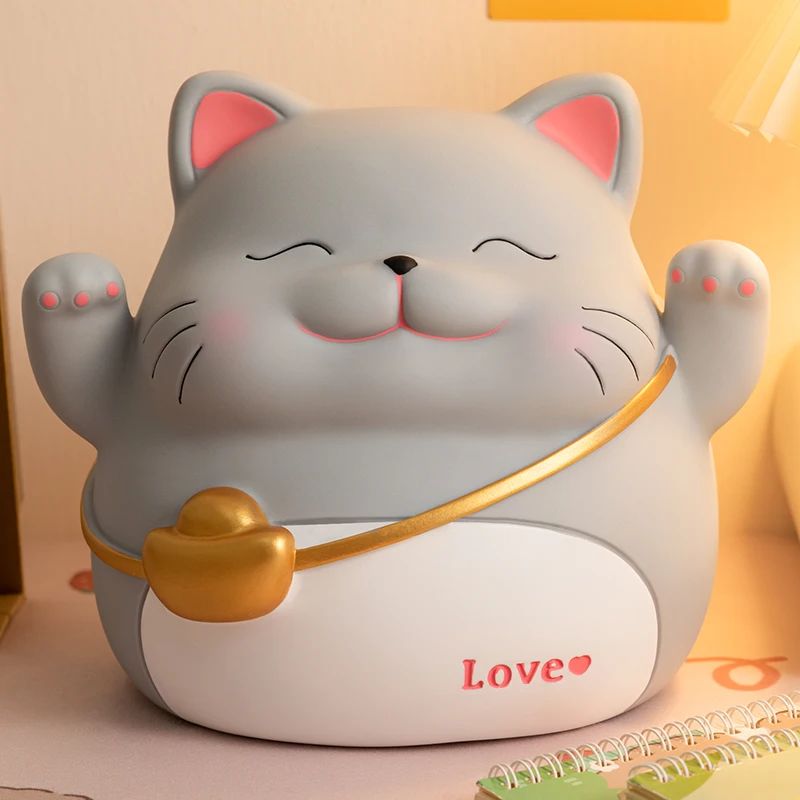 Копилка с изображением кота, односторонняя слот, безопасная коробка для экономии, небьющийся дизайн, азиатские копилки, домашний декор, подарок для девочек ​