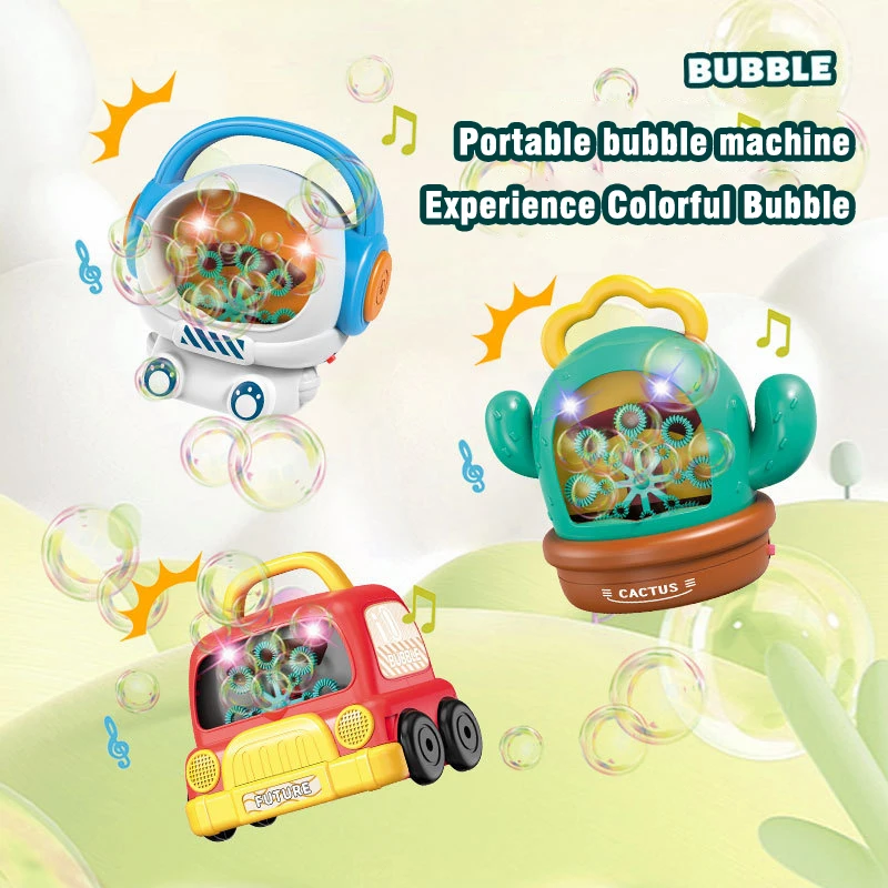 Cute Bubble Machine Outdoor Toy Funny Automatic Colorful Bubble Blower Maker Toys Kids Baby Music Electric Outdoor Indoor Toys