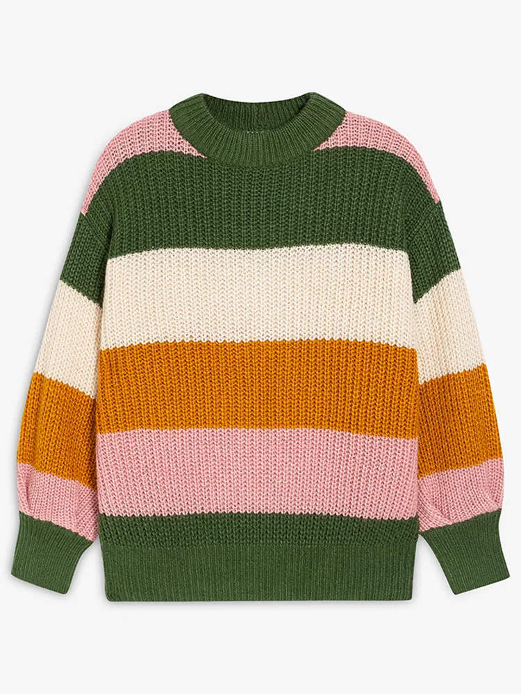 

Удобный длинный круглый пуловер Sve Ne, свитер в полоску, цветная блузка, повседневный зимний свободный крой, женский трикотаж