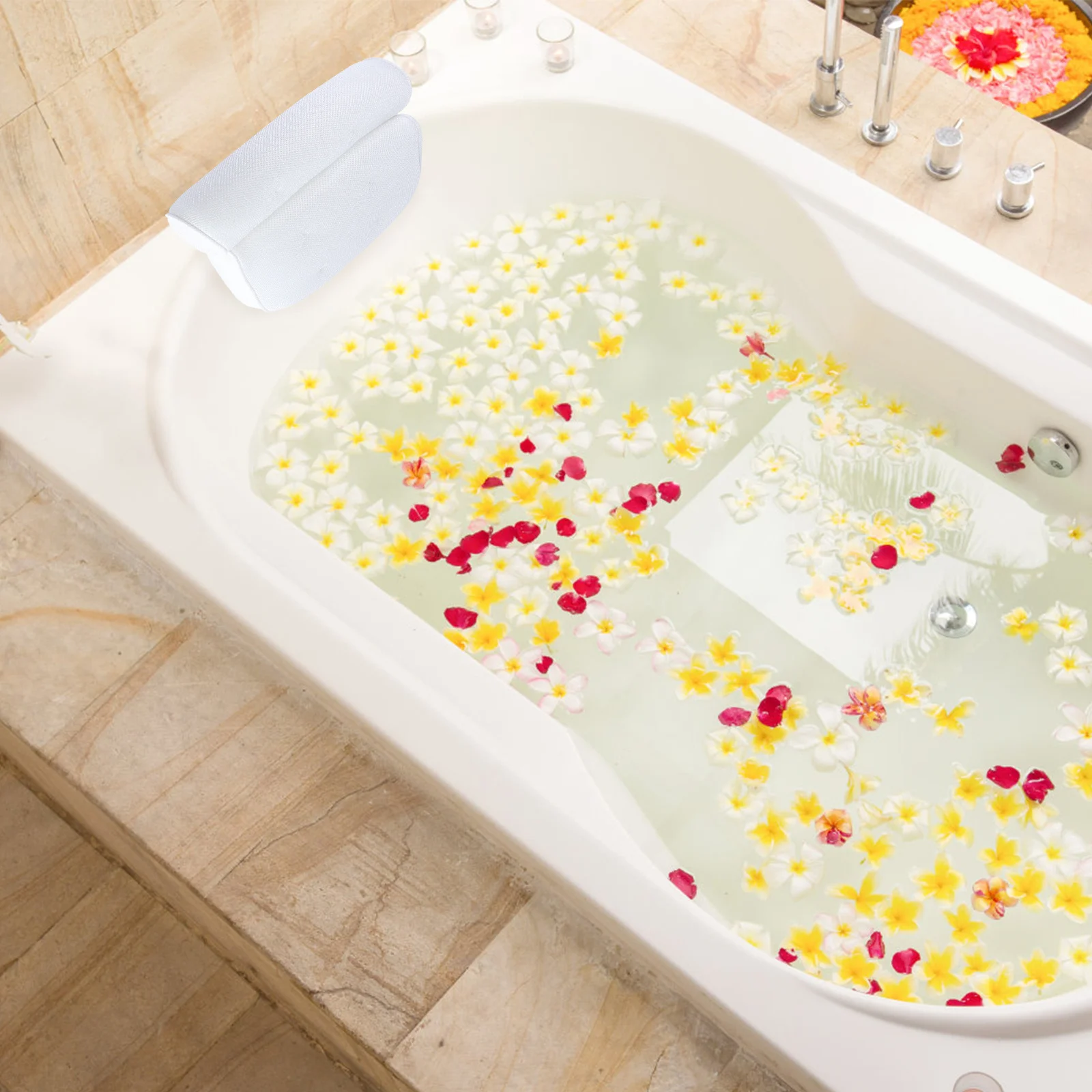 

Luxurious Comfort Non Slip Bathtub Pillow with Strong Suction Cups for Hot Tub Spa Relaxation Gift White Bathtub Pillow