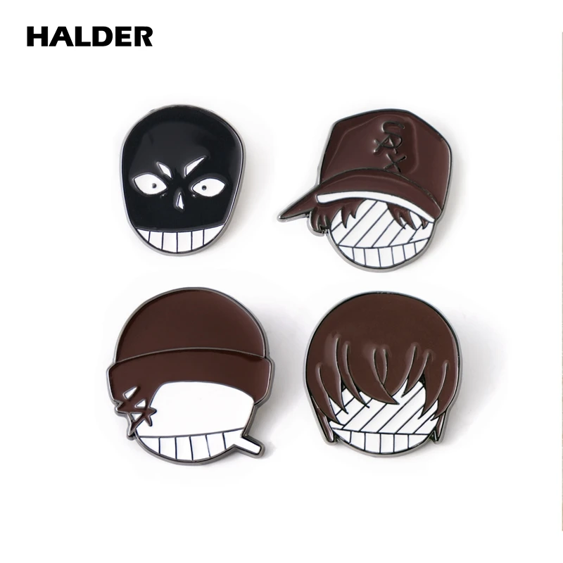 HALDER Detective Conan Enamel Pin Anime Kudou Shinichi Mouri Ran Brooch Jason Kidd Badge Backpack Jewelry Gift for Men Fans