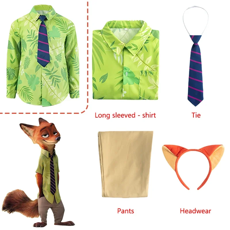 

Nick Wilde Cosplay Costumes Zootopia Cosplay Summer Shirt Tie Nick Suits Halloween Carnival Cos Adult Unisex Gifts