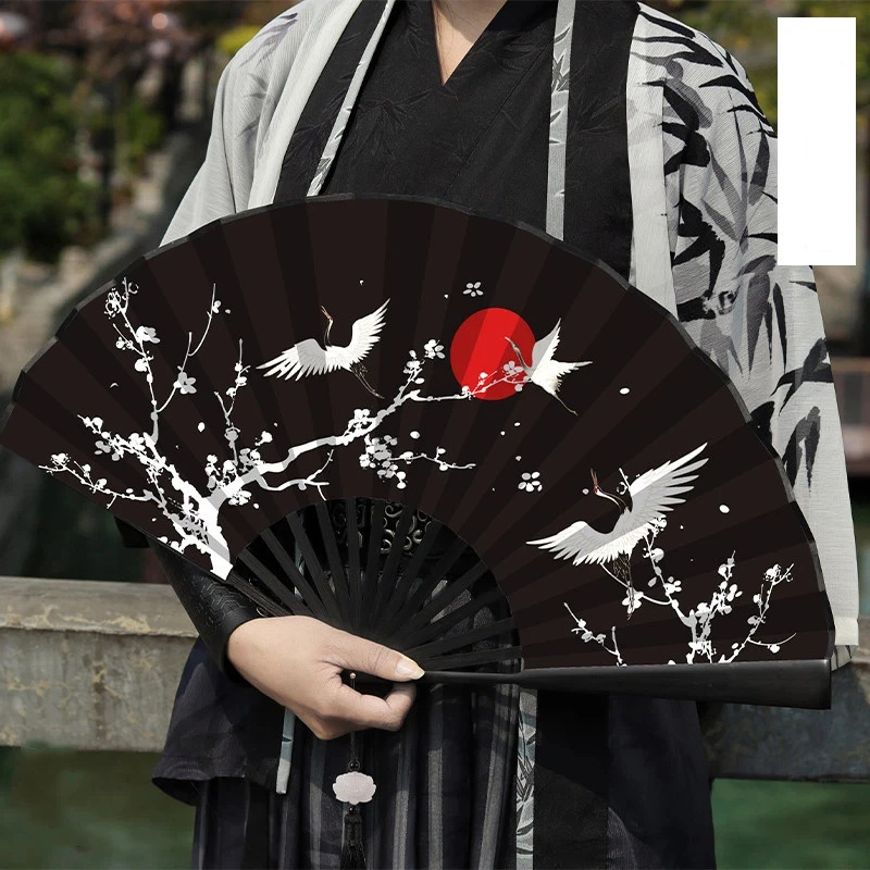 Double Side Bamboo Bone Folding Fan Dragon Pattern for Men Women Hanfu Costume Photography Daily Fan Gift Set Ancient Style