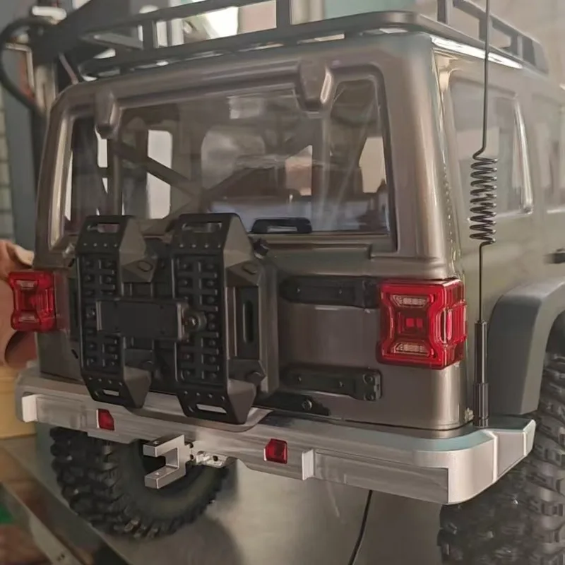 For 1/7 RLAARLO MK07 RC Crawler CNC Aluminum Rear Bumper With Fixed Beam & Tow Hook,Support Camping Trailer Upgrade Parts