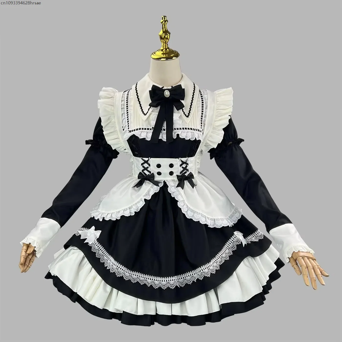 

Anime Maid Dress Medieval Vintage Lolita Servant Cosplay Costume Detachable Sleeves Dress Carnival Party Wear