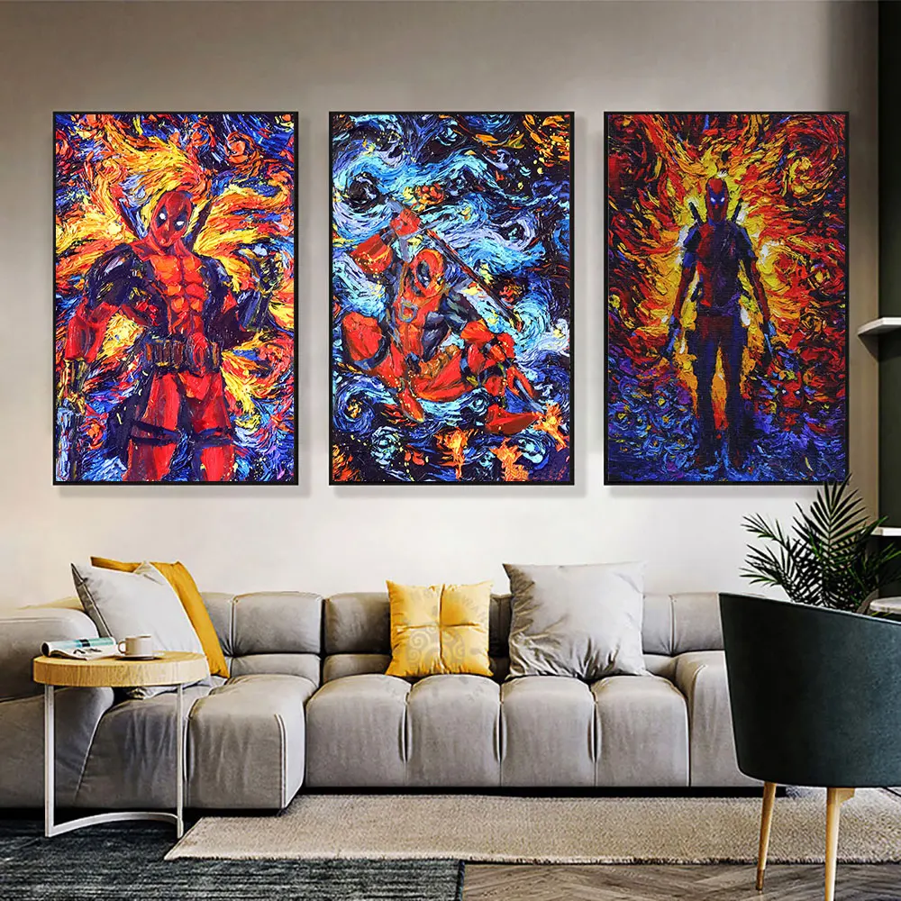 

Marvel Hero Deadpool Many Styles Wall Art Colorful Van Gogh Canvas Poster Decorate Living Room Children's Room Birthday Gifts