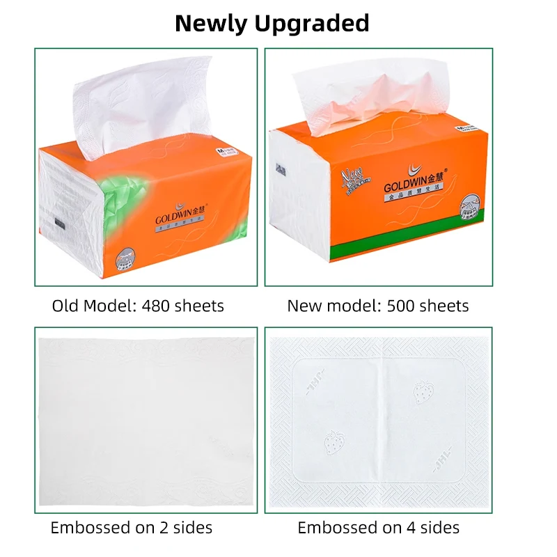 

High Quality 500 Sheets Napkin Affordable Paper Tissue Paper Household Commercial Extraction Facial Tissue For Mother Baby Pape
