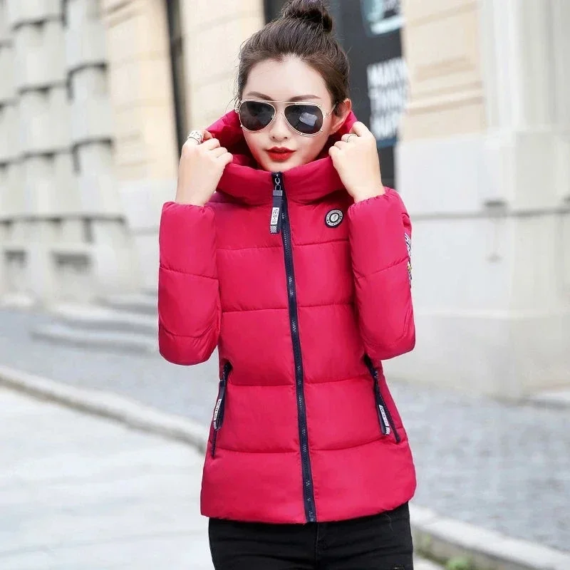 2022 novo inverno parkas jaqueta feminina com capuz grosso quente curto jaqueta de algodão acolchoado parka casaco básico feminino outerwear plus