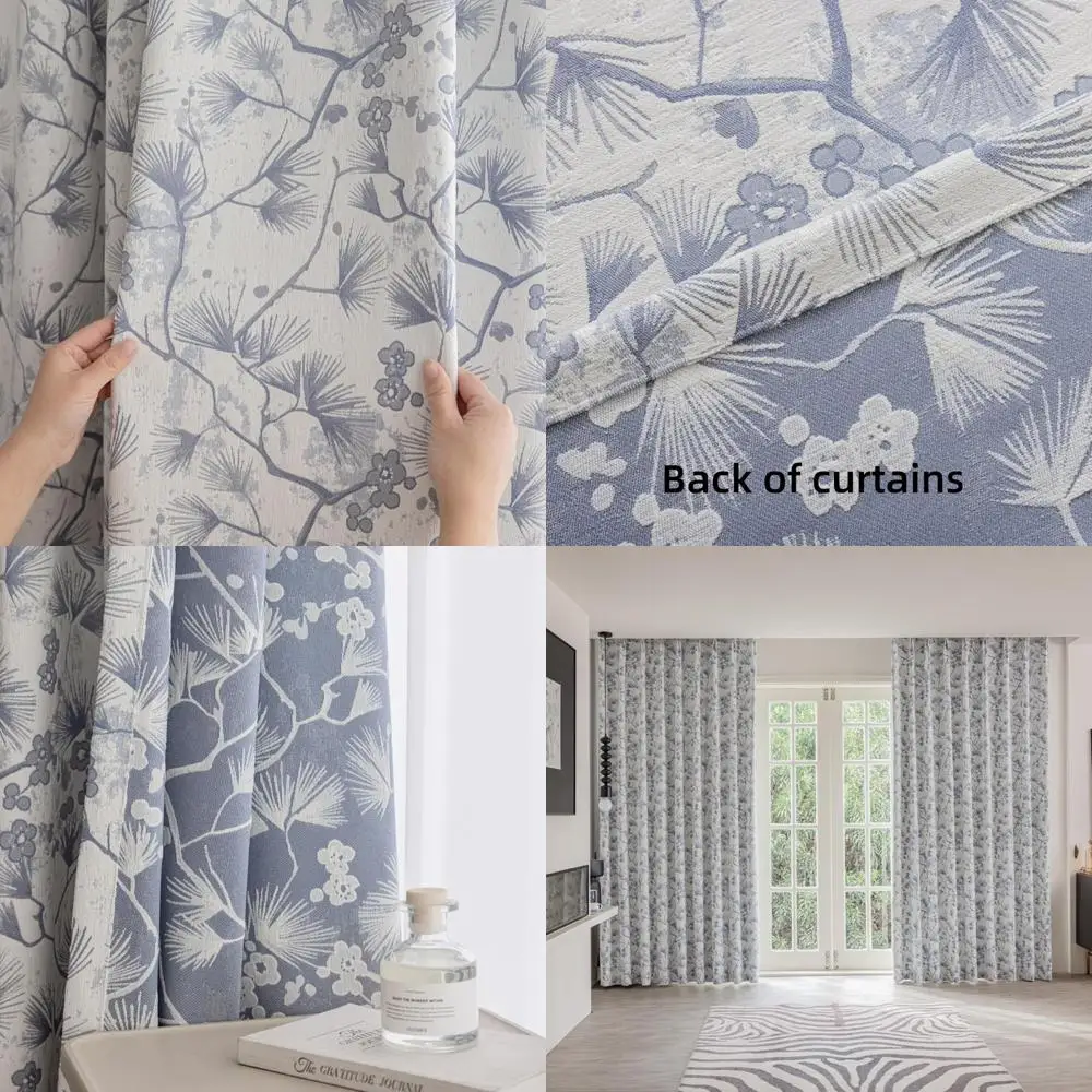 ستائر قطنية من الكتان المعتم عالي GSM مع طيات قرصة وشكل ذاكرة، مثالية لغرف المعيشة والضيوف، لوحتين من قماش الجاكار B