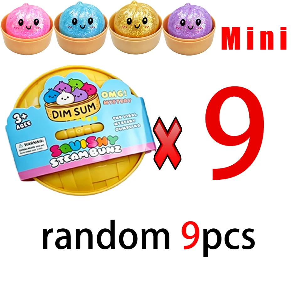 Glitzer-Dumpling-Squishy mit Box – Sensorischer Dampfkugel-Druckentlastungs-Fidget-Spielzeug aus weichem TPR-Teig für Stressabbau – Geschenk
