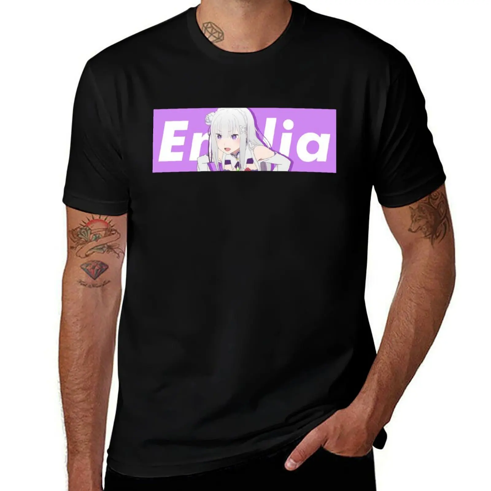 

Emilia - Re:Zero - Banner 2 T-Shirt printed t shirts for man t shirts for man pack cotton T-Shirt