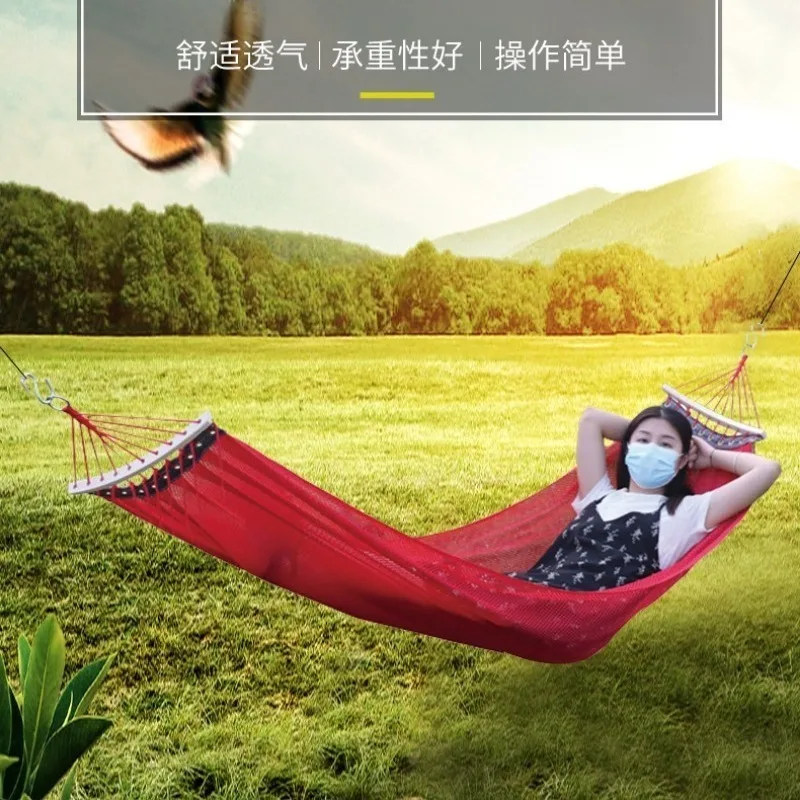 

Ice Silk Mesh Single Hammock for Adults Portable Indoor Outdoor Swing Hammock Lightweight Camping Hiking Travel Outdoor Supplies